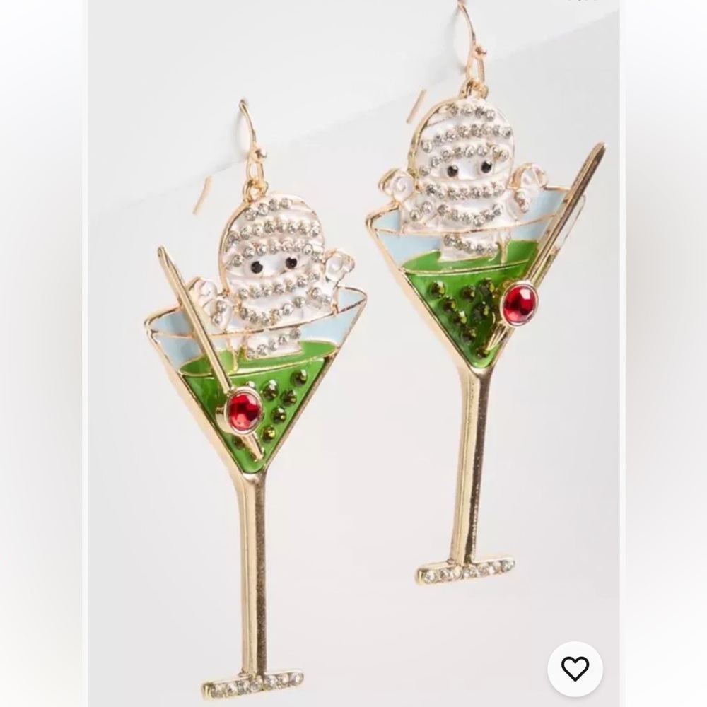 NEW Halloween Martini Cute Earrings Alcohol Green Mummy Costume Jewelry ghost